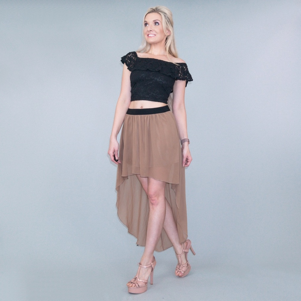 Neutral Boho High Low Skirt - Picture 6 of 8